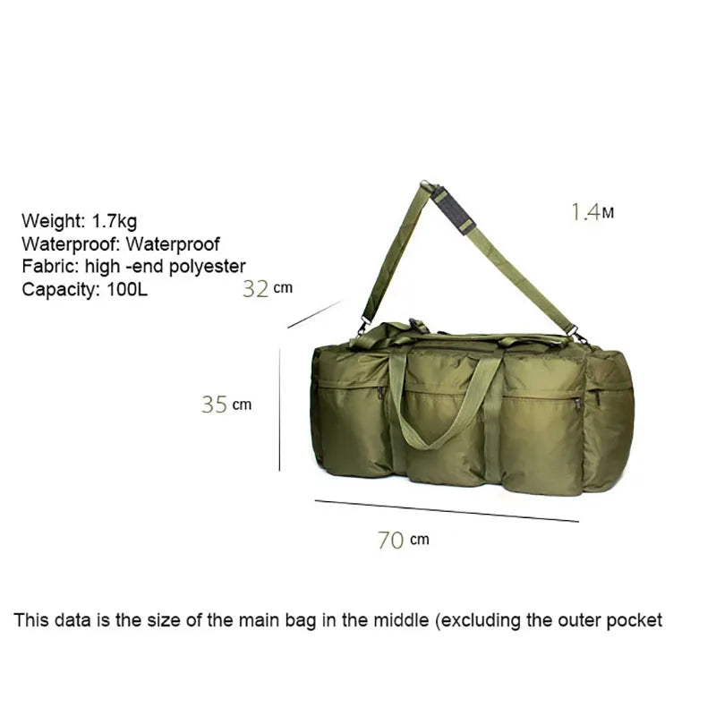 Super Capacity 100L Tactical Luggage Bag Waterproof