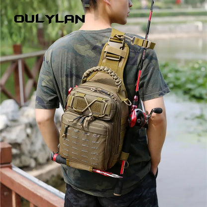 Outdoor Shoulder Bag Sports Climbing Backpack Shoulder Tactical Hiking Camping Hunting Daypack Fishing Backpack