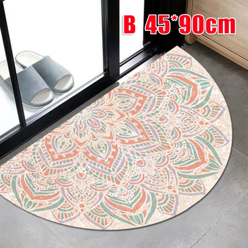 Home Decor Semicircular Floor Carpet Mat Half Round Entrance Door Rug Non-slip Welcome Doormat For Patio Front Door