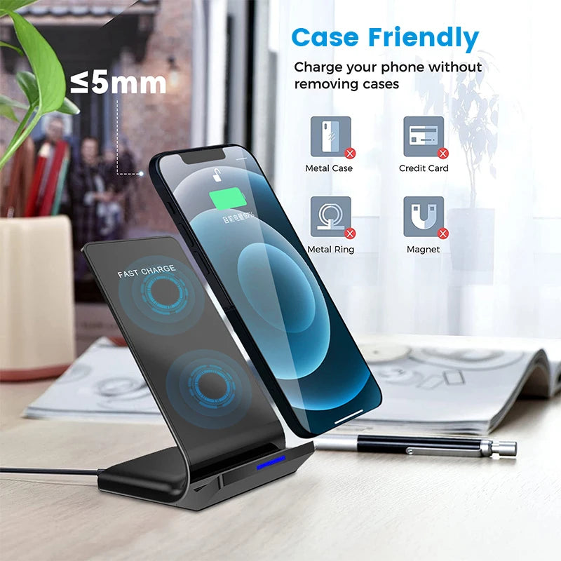 30W Wireless Chargers Fast Charging Dock Station For iPhone 14 13 12 11 Pro X XS Max XR 8 Samsung S22 S21 S20 Phone Holder Stand