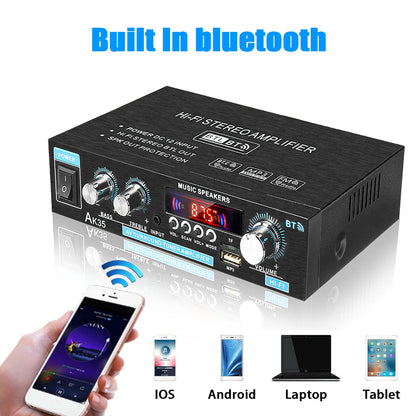 AK35 380 800W Home Digital Amplifiers Audio 110-240V Bass Audio Power bluetooth Amplifier Hifi FM Auto Music Subwoofer Speakers