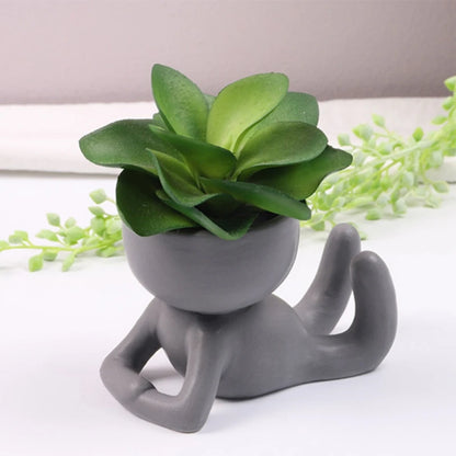 New Creative Humanoid Ceramic Flower Pot Plant Pot Ceramic Craft Succulent Flower Vase For Home Garden Office Desktop Decoration