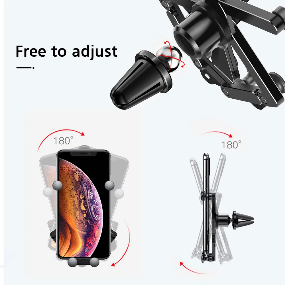 Oatsbasf Car Phone Holder Gravity Support GPS Air Vent Clip Mount For iPhone 13 12 Pro Max Xiaomi Redmi Samsung Cellphone Stand