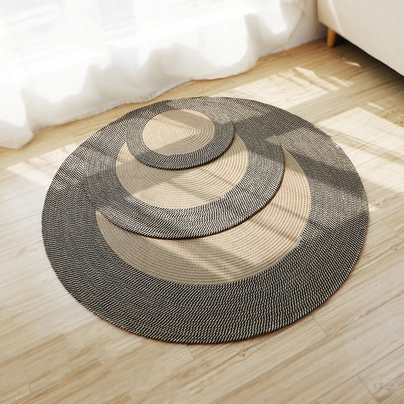 Japanese Round Knitting Carpet Large Area Rugs for Living Room Bedside Rug Water Absorbent Floor Mat Non-slip Door Mats Nordic