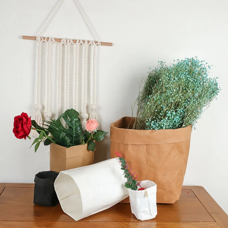 Succulents Planter Pot Washable Kraft Paper Flowerpot Creative Desktop Flower Pots Reuseable Multifunction Storage Bag