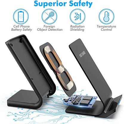 FDGAO 15W Wireless Charger Quick USB C Stand for iPhone 15 14 13 12 11 Pro Max X XS XR Samsung S23 S22 S21 Fast Charging Station