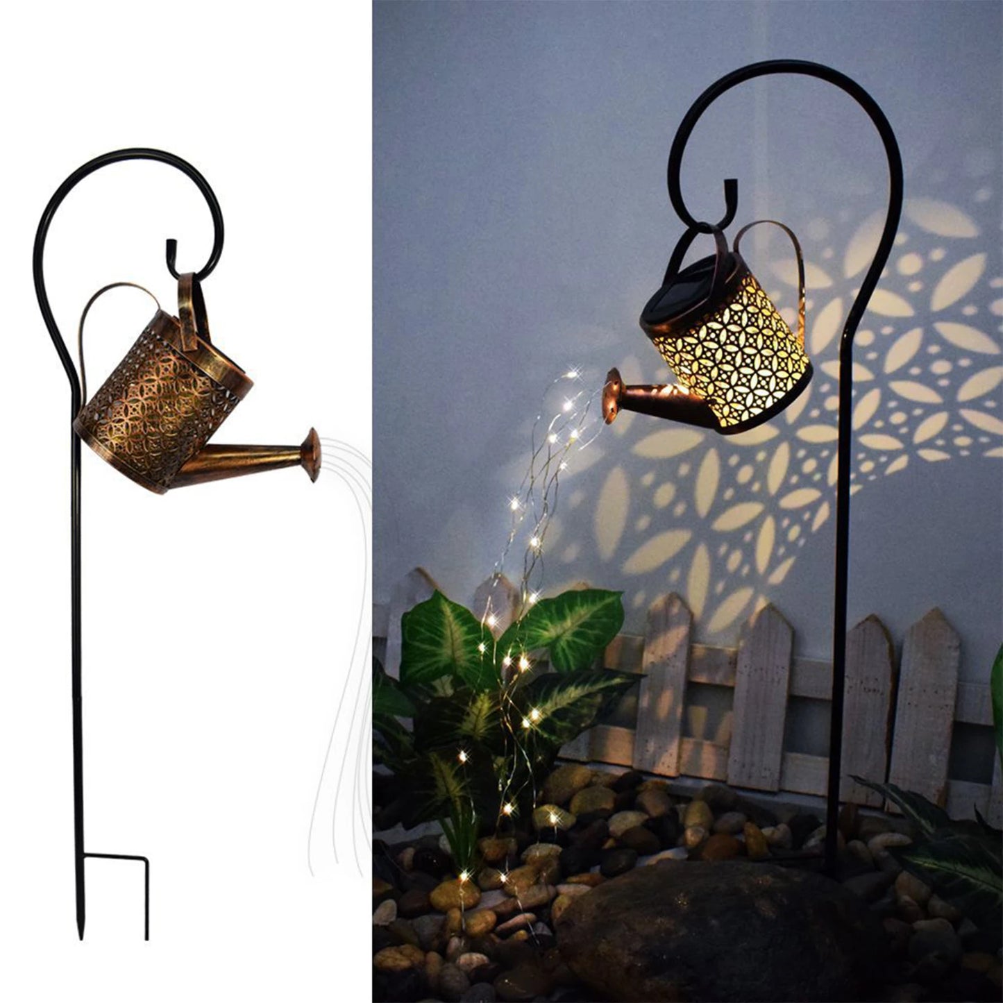 Bunch Lights Fairy Copper Wire Waterproof String Lights Decorative Vine Solar Watering Can Lights Outdoor Garden Decor Lights