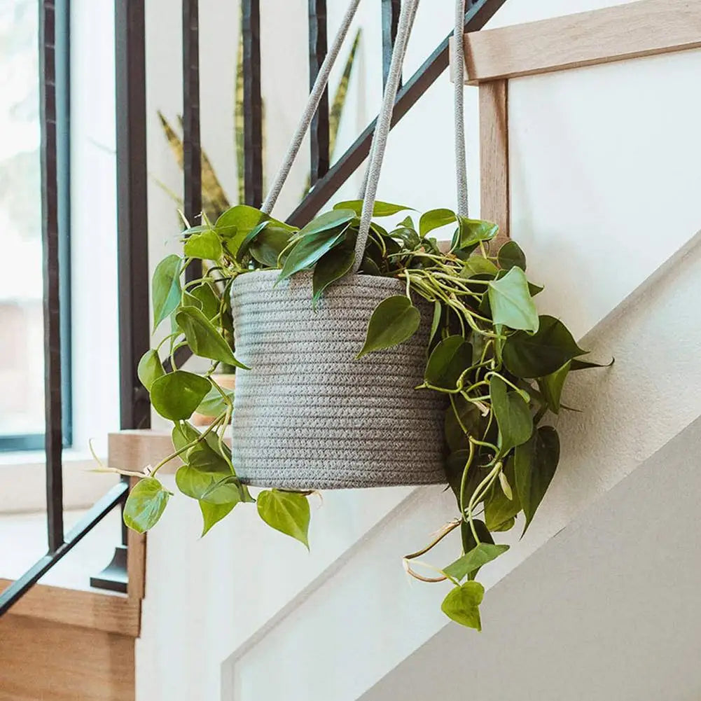 Garden Plant Hangers Rope Hanging Planter Woven Hanging Planter Basket Flower Pot Holder For Home Garden Balcony Decoration