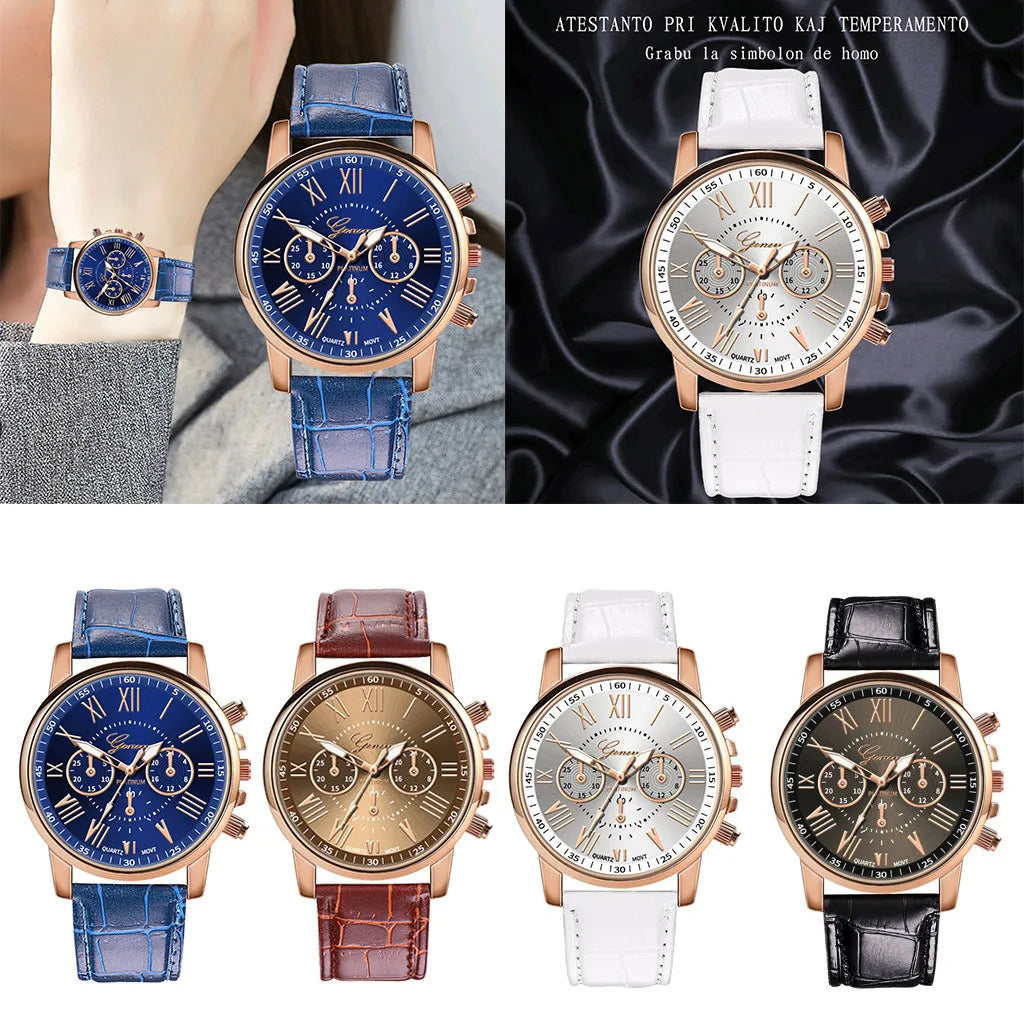 2024 Watch Women's Luxury Leather Band Analog Quartz Wrist Watch Ladies Watch Reloj Mujer Black Clock Watch For Women Relogio