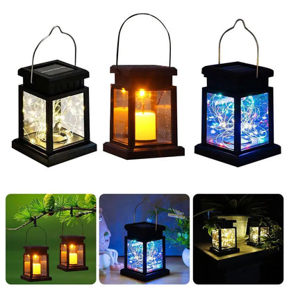 Garden Solar Retro Lanterns Light Outdoor Hanging Candle Lamps Decoration Waterproof Garden Yard Lawn Landscaping Floor Lights