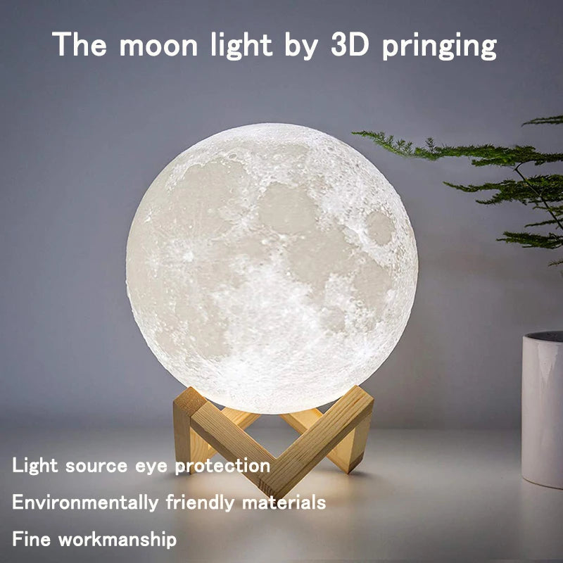 ZK20 LED Night Light 3D Print Moon Lamp Rechargeable Color Change 3D Light Touch Moon Lamp Children's Lights  for Dropshipping