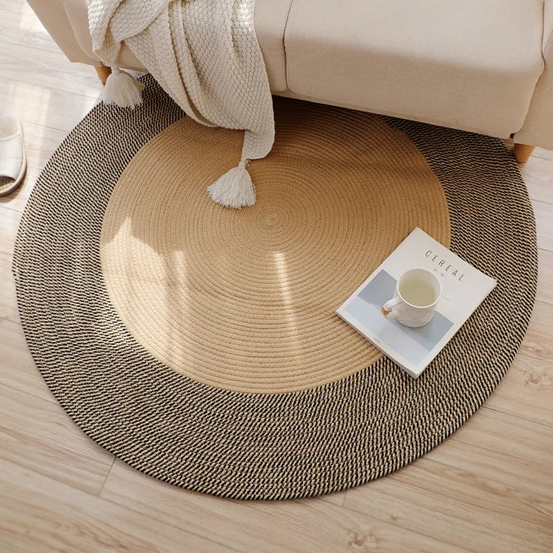 Japanese Round Knitting Carpet Large Area Rugs for Living Room Bedside Rug Water Absorbent Floor Mat Non-slip Door Mats Nordic