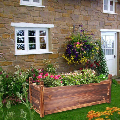 Raised Garden Bed Flower or Vegetable Planter Window Mounted Plant Box for Garden, Yard Wood Box for Planting