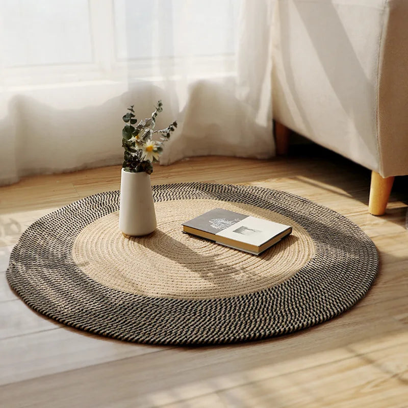 Japanese Round Knitting Carpet Large Area Rugs for Living Room Bedside Rug Water Absorbent Floor Mat Non-slip Door Mats Nordic