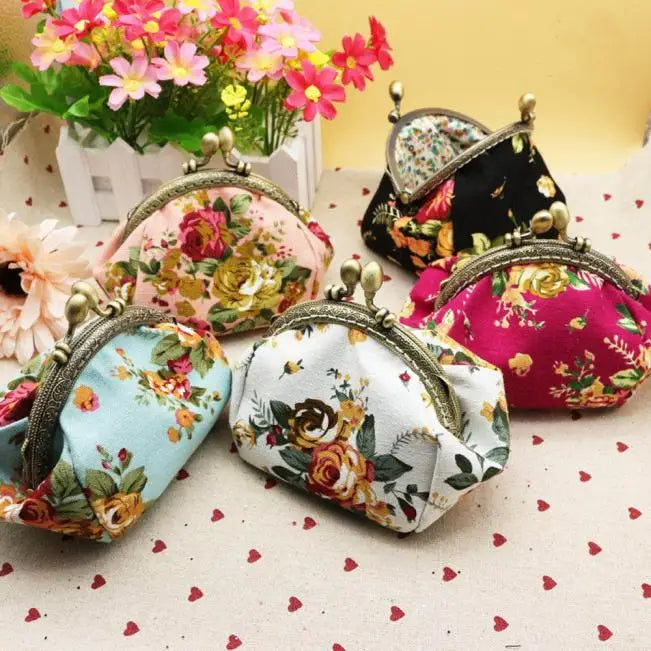 Mini Purses Women Lady Retro Vintage Flower Small Wallet Hasp Purse Clutch Bag small coin purse monederos para monedas Hot Sale