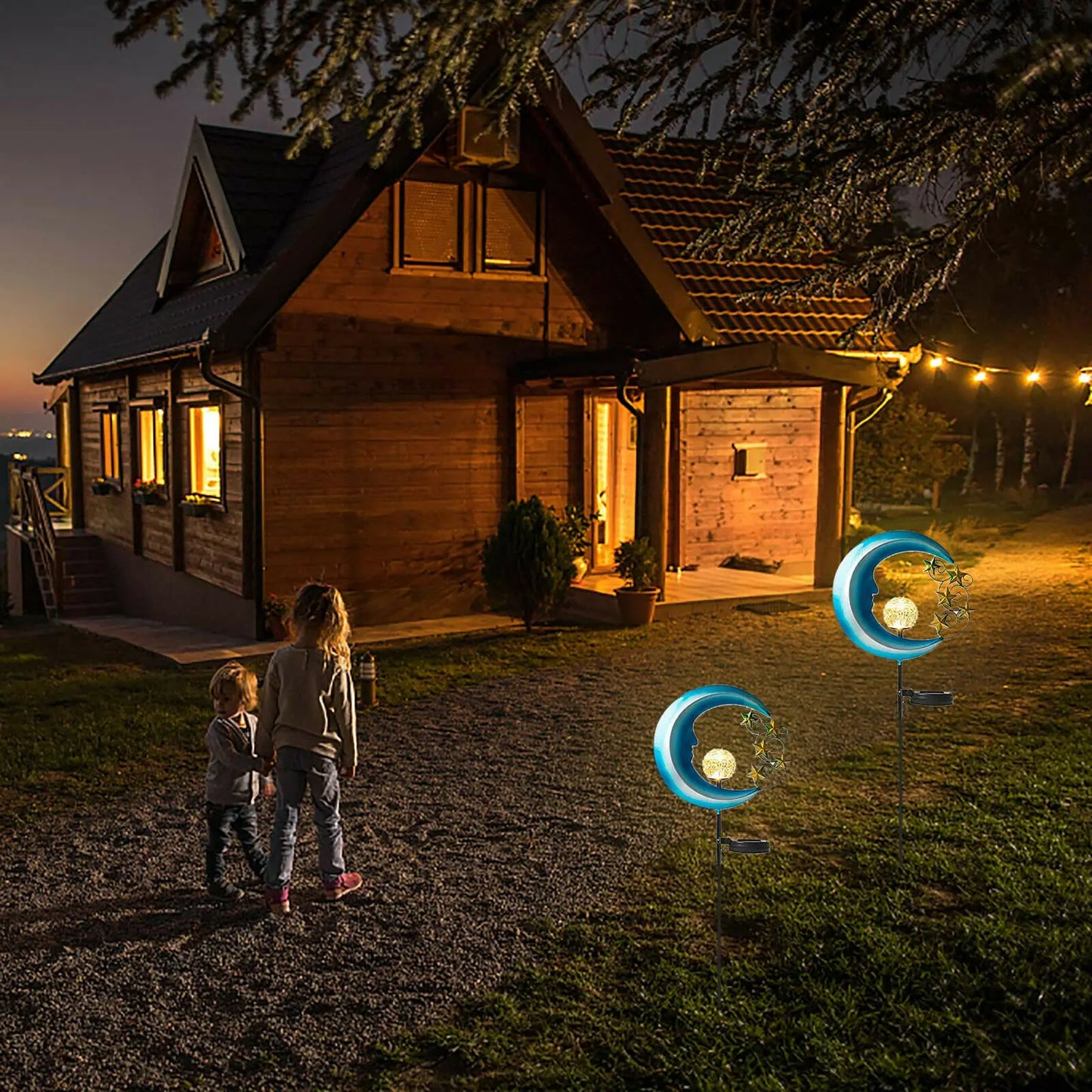 Moon Shape Garden Solar Light Outdoors Decorative Solar Lights Waterproof LED Pathway Lighting For Lawn Patio Yard Decoration