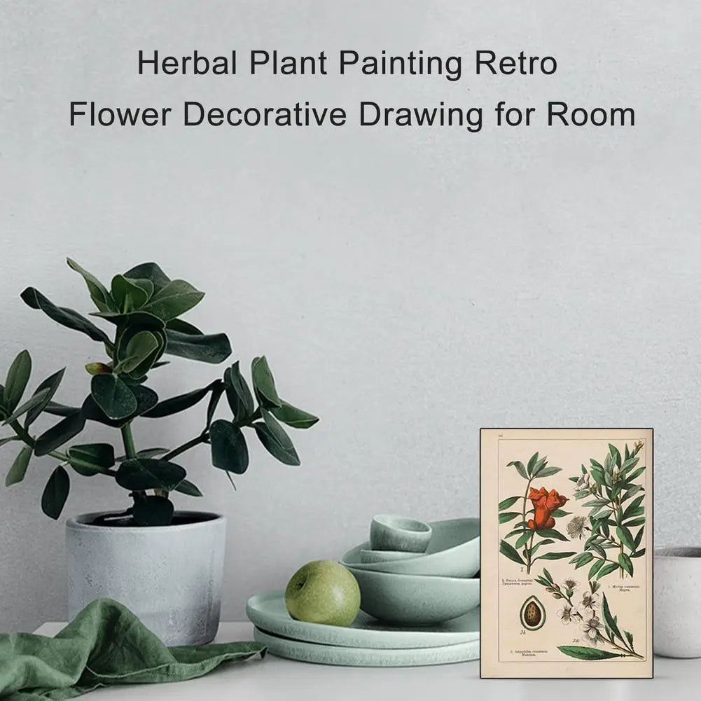 Herbal Plant Painting Retro Flower Decorative Drawing