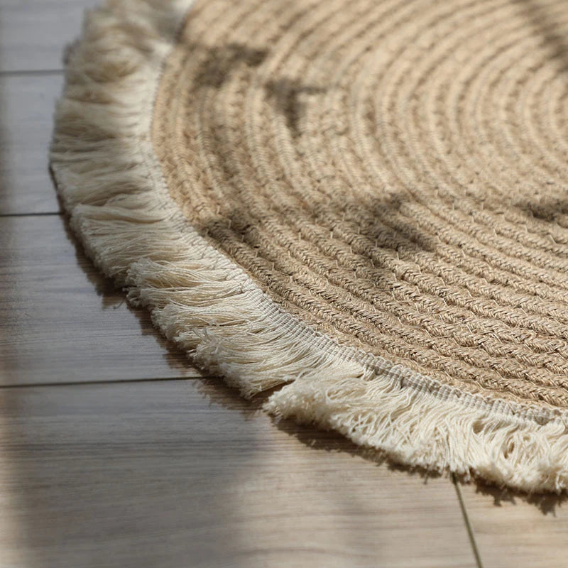 45cm Round Hand-woven Sand Scraping Door Entrance Welcome Mat Hallway Bath Nonslip Rug Dust Removal Carpet Wire Loop Footpad