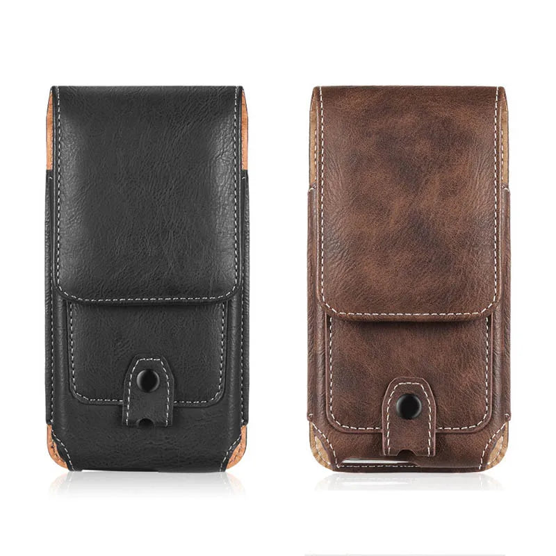 Universal Pouch Leather Phone Case For iPhone XS 11 Pro Max 6 7 8 Plus Waist Bag Magnetic Belt Clip Holster Cover for Redmi Note