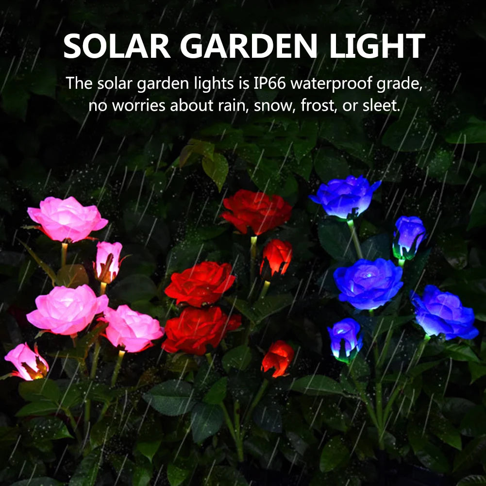 LED Solar Rose Flower Light Waterproof Garden Landscape Lamp Outdoor Lawn Lamp Home Decorative Flower Night Lights