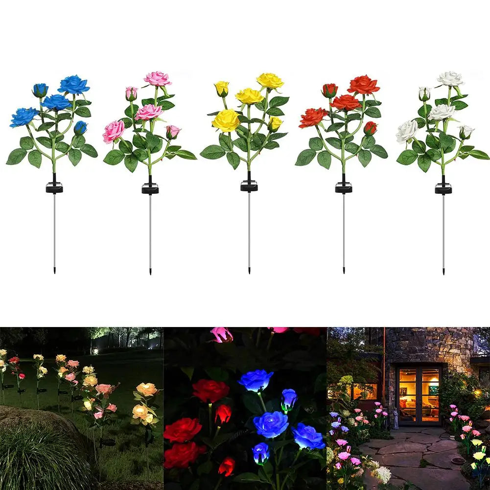 LED Solar Rose Flower Light Waterproof Garden Landscape Lamp Outdoor Lawn Lamp Home Decorative Flower Night Lights