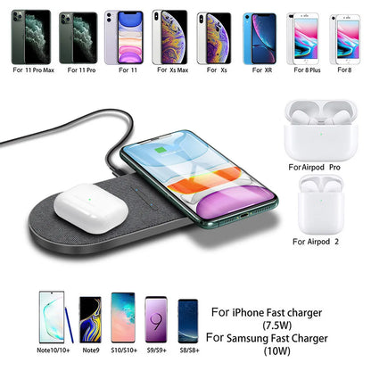 2 in 1 30W Dual Seat Wireless Charger for Samsung S24 S23 Double Fast Charging Pad For IPhone 15 14 13 12 11 XS XR 8 Airpods Pro