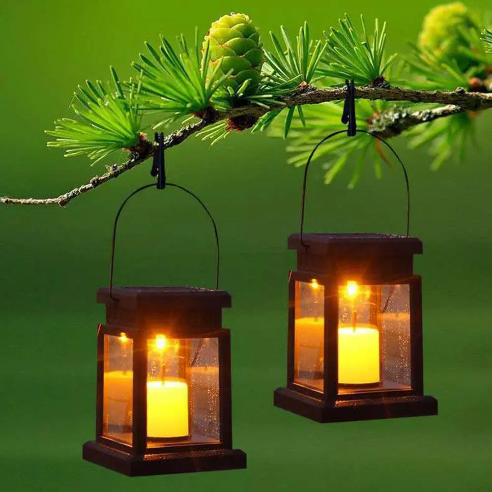 Garden Solar Retro Lanterns Light Outdoor Hanging Candle Lamps Decoration Waterproof Garden Yard Lawn Landscaping Floor Lights