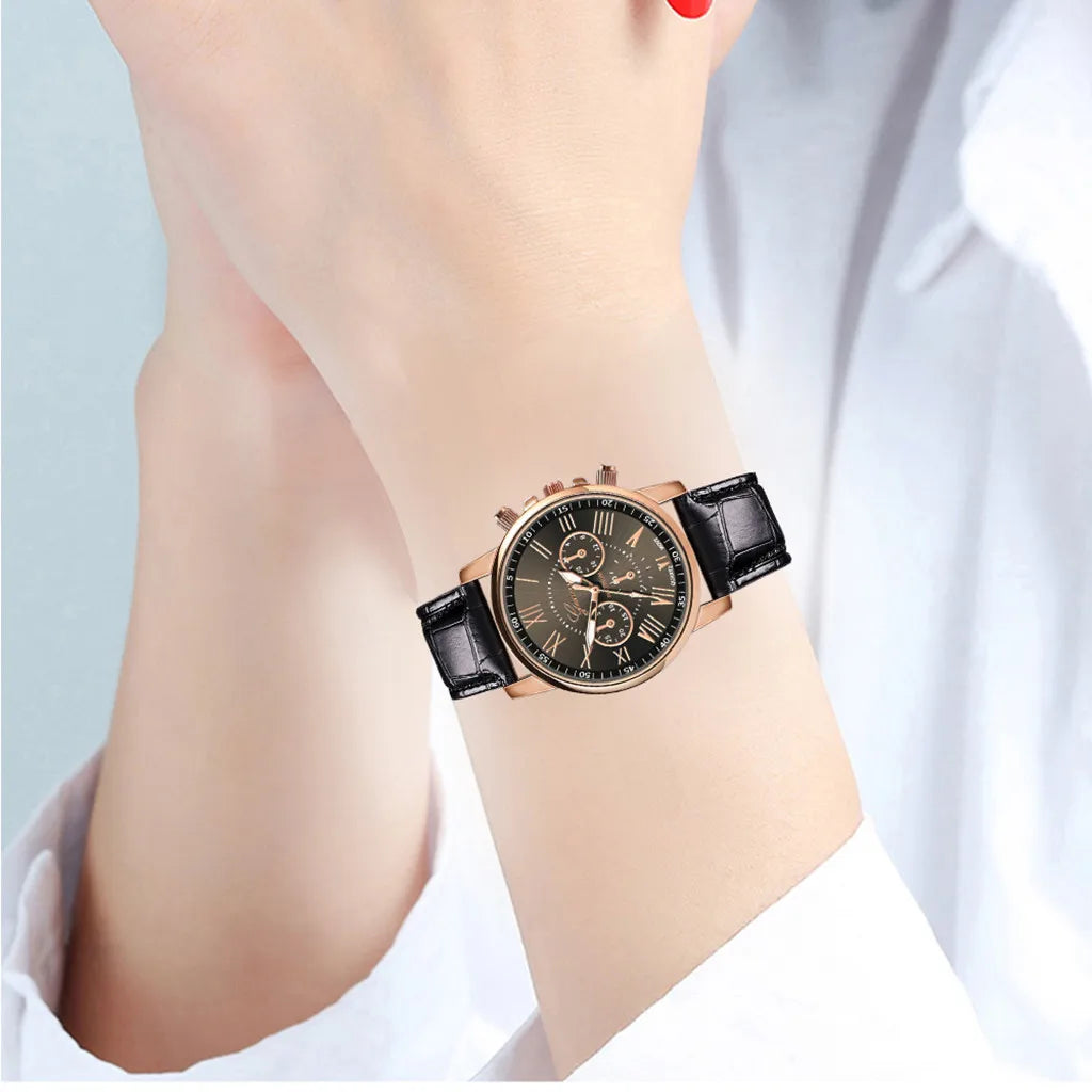 2024 Watch Women's Luxury Leather Band Analog Quartz Wrist Watch Ladies Watch Reloj Mujer Black Clock Watch For Women Relogio