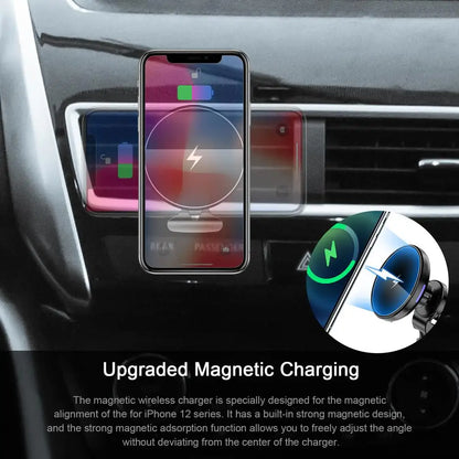 15W Magnetic Car Phone Holder Wireless Charger Air Vent Mount Intelligent Fast Wireless Charging Stand For IPhone 12 Accessories