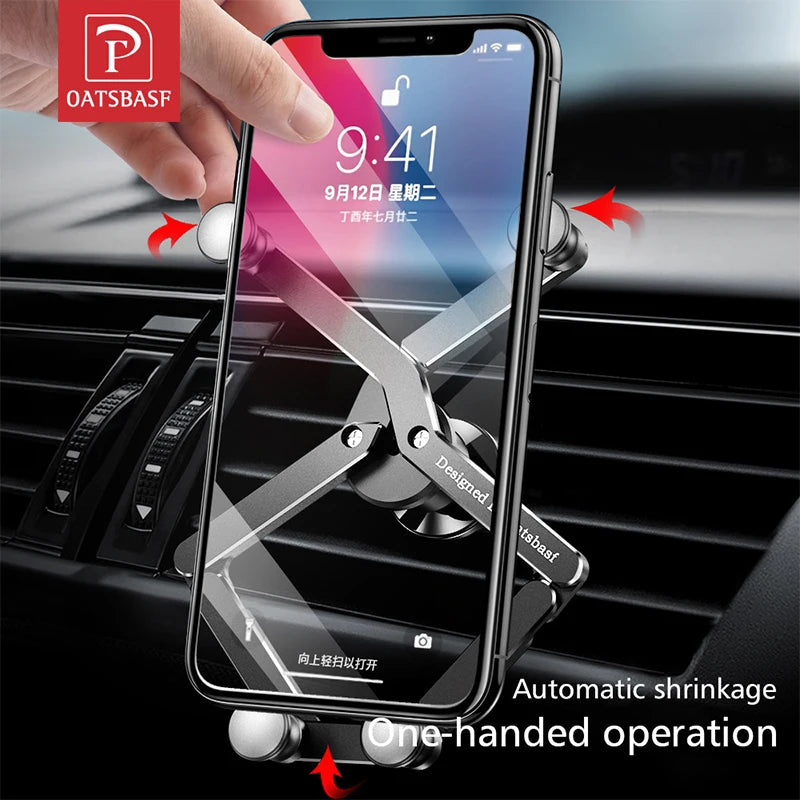 Oatsbasf Car Phone Holder Gravity Support GPS Air Vent Clip Mount For iPhone 13 12 Pro Max Xiaomi Redmi Samsung Cellphone Stand