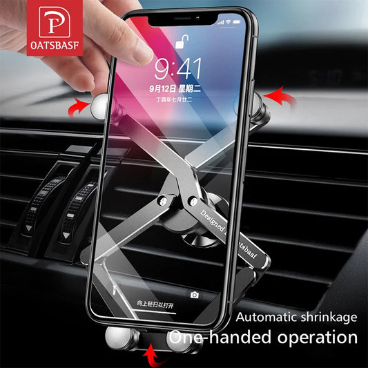 Oatsbasf Car Phone Holder Gravity Support GPS Air Vent Clip Mount For iPhone 13 12 Pro Max Xiaomi Redmi Samsung Cellphone Stand