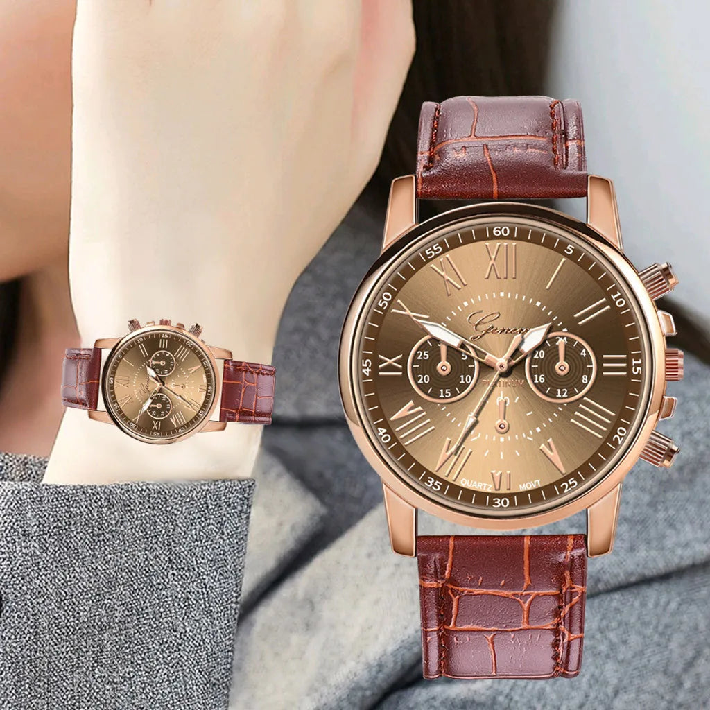 2024 Watch Women's Luxury Leather Band Analog Quartz Wrist Watch Ladies Watch Reloj Mujer Black Clock Watch For Women Relogio