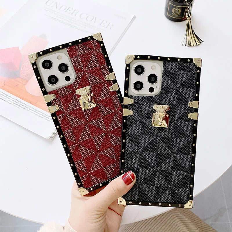 Luxury Square iPhone Cases For iPhone 15 14 Pro Max 13 12 Mini 11 Pro X XS MAX XR 6s 7 8 Plus SE Geometric Smartphone Coque