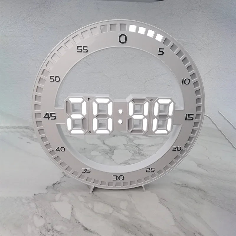 LED 3D Technology Luminous Digital Electronic Mute Wall Clock Temperature Date Multi Function Jump Second Clock Home Decoration