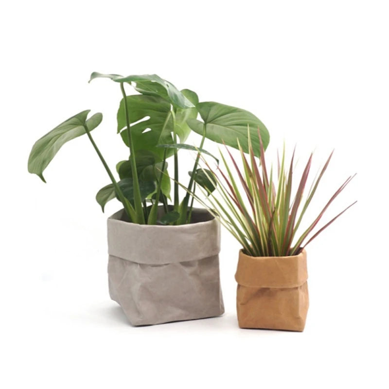 Succulents Planter Pot Washable Kraft Paper Flowerpot Creative Desktop Flower Pots Reuseable Multifunction Storage Bag