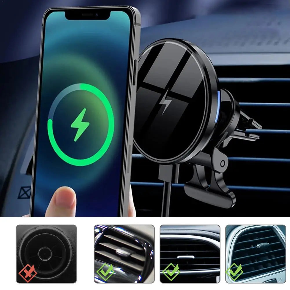 Magnetic Car Wireless Charger Maximum 15W Fast Charging Compatible with All Iphone 12 Version with Type-C USB Data Cable