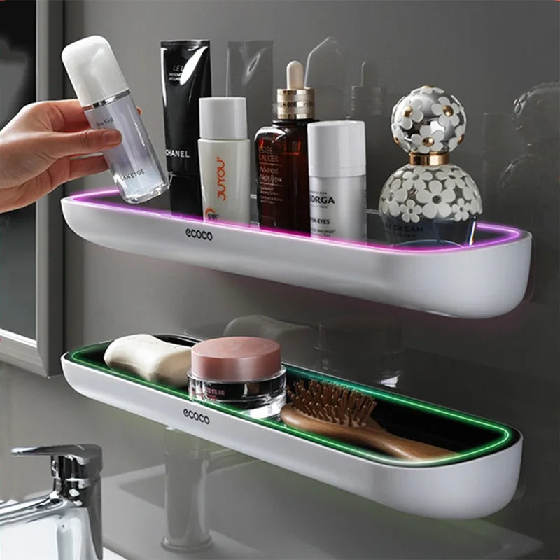 ECOCO Bathroom Shelf Storage Rack Holder, Wall Mounted Shampoo Organizer with Towel Bar