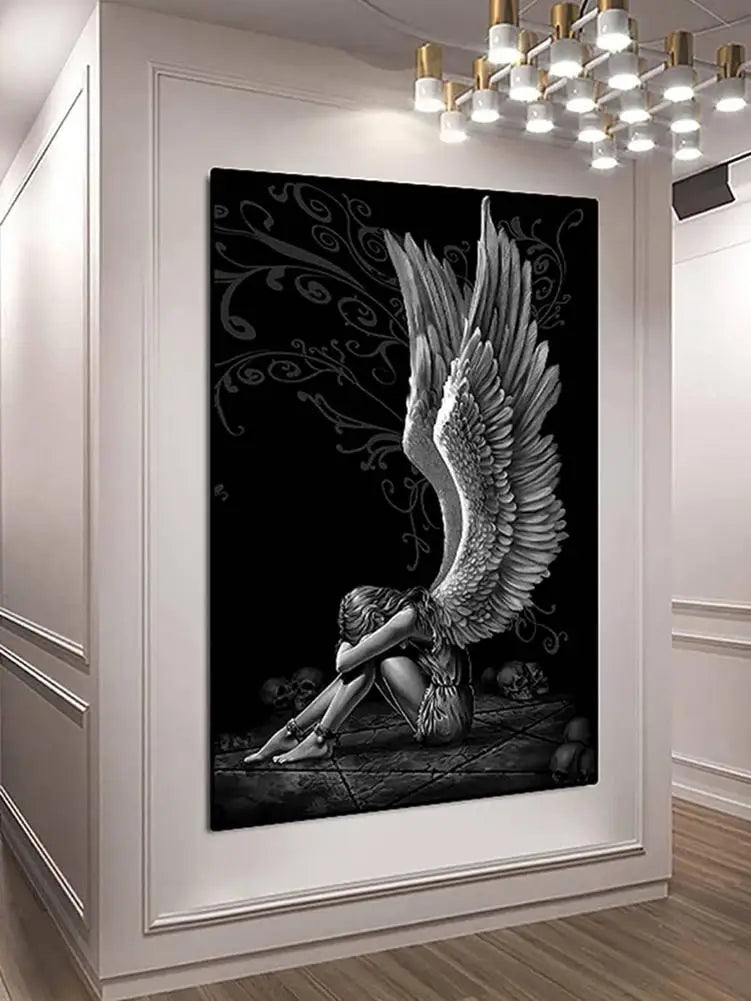 Pensive Angle Wall Art Poster Home Canvas Wall Decor Abstract Sit Angel Wall Decorative Painting For Home Decoration