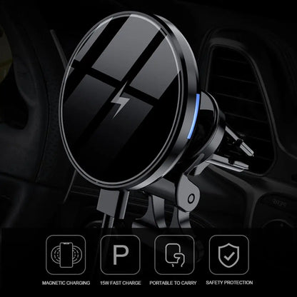 15W Magnetic Car Phone Holder Wireless Charger Air Vent Mount Intelligent Fast Wireless Charging Stand For IPhone 12 Accessories