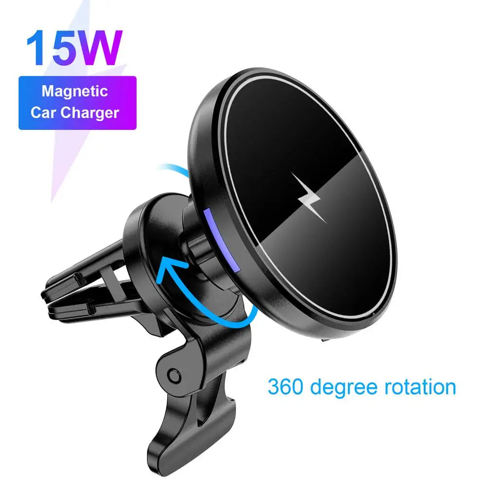 15W Magnetic Car Phone Holder Wireless Charger Air Vent Mount Intelligent Fast Wireless Charging Stand For IPhone 12 Accessories