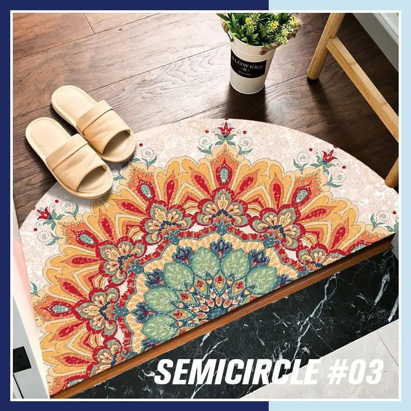 Home Decor Semicircular Floor Carpet Mat Half Round Entrance Door Rug Non-slip Welcome Doormat For Patio Front Door