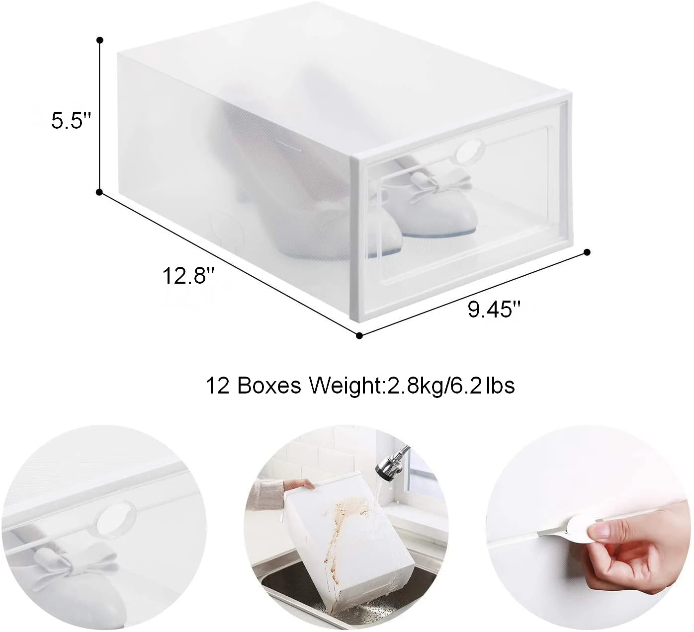 US 12pcs Shoe Box Set Foldable Storage Plastic Clear Door Home Closet Organizer Case Shelf  Stack Display US CA&NJ Delivery