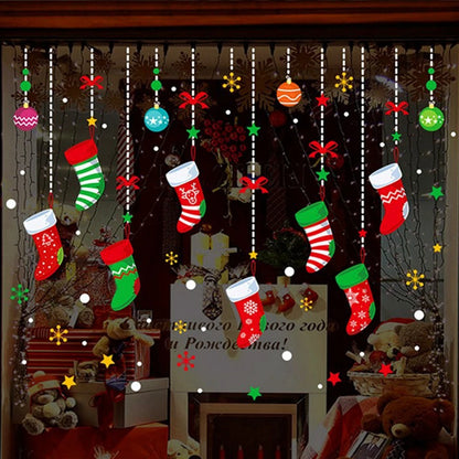 Christmas Window Stickers Christmas Wall Sticker Kids Room New Year Decoration 2025