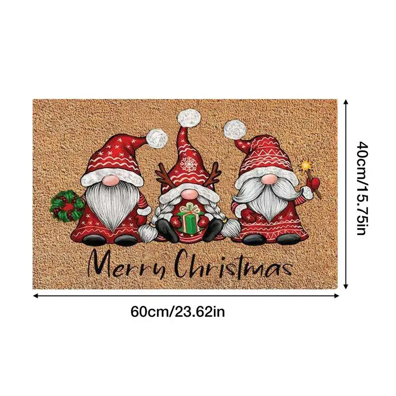 Christmas Door Mat Non-slip Gnome Welcome Entryway Floor Rug Home Festive Atmosphere Floor Decoration for Indoor Outdoor