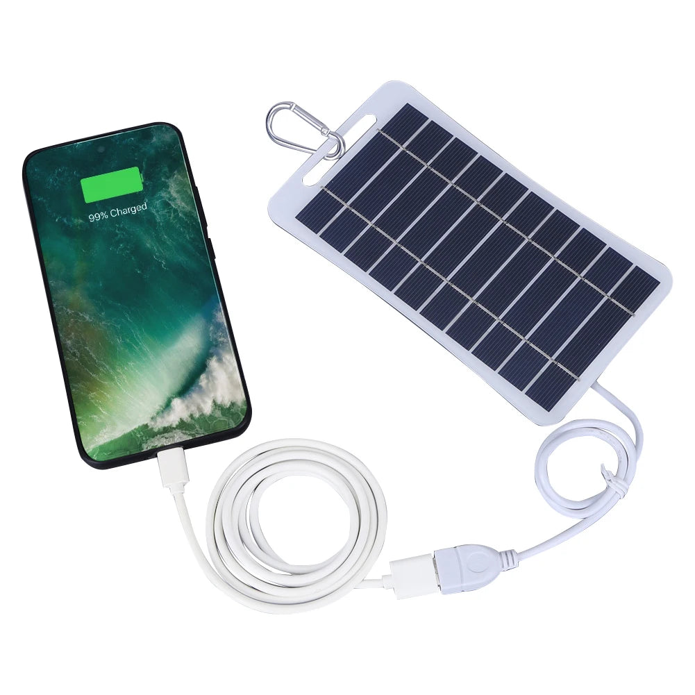 2W 5V Portable Solar Panel USB Battery Charger Solar Panel Kit Waterproof Phone Power Bank for Camping Backpacking Hiking