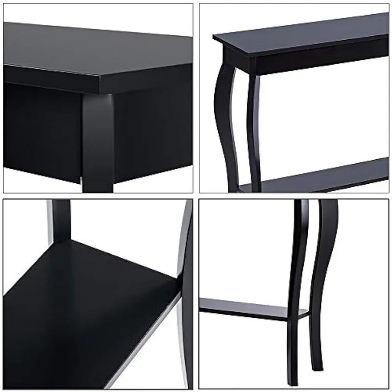 ChooChoo Narrow Console Table, Chic Accent Sofa Table, Entryway Table, Black console table for living room