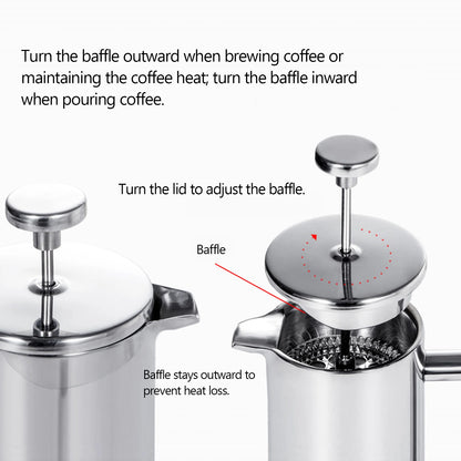 French Press Coffee Maker Stainless Steel