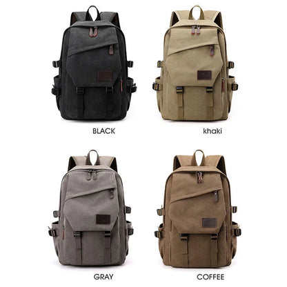 Olylan New Canvas Backpack Men's Backpack High Capacity Student backpack Commuter backpack 15.6-inch Computer Bag