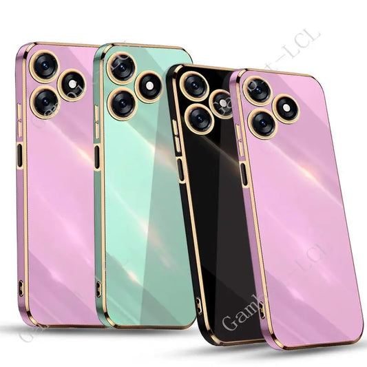 Luxury Square Plating Phone Case For Tecno Spark 10 4G 10C 6.6" Spark10 KI5q KI5k ShockProof Soft TPU Silicone Back Cover Fundas