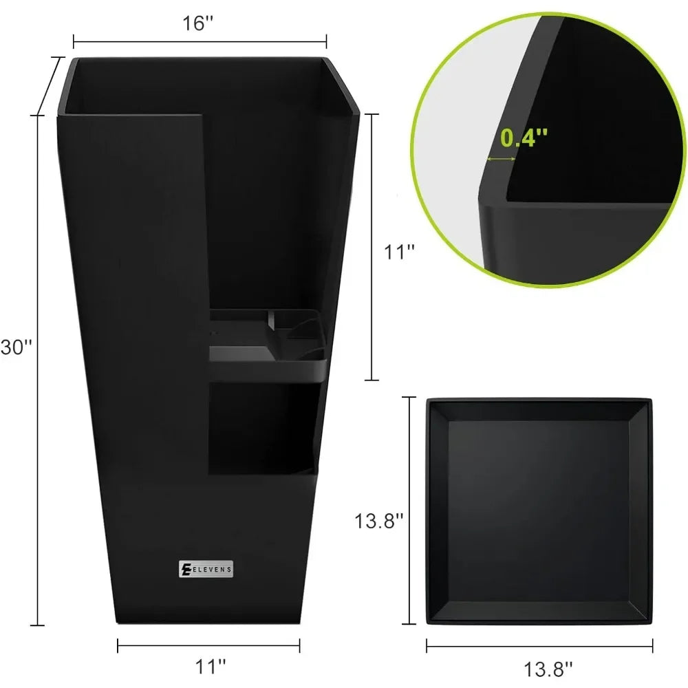 Original Pots Elevens Tall Planters 30 Inch Tapered Square Planters Garden Flower Pots Large Planter for Patio Bonsai Pot Plants